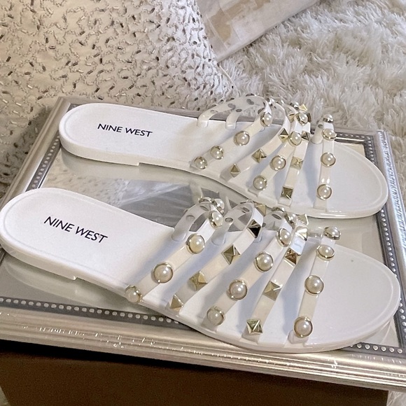 Nine West Jelly Slides with Pearls and Studs - Picture 3 of 5